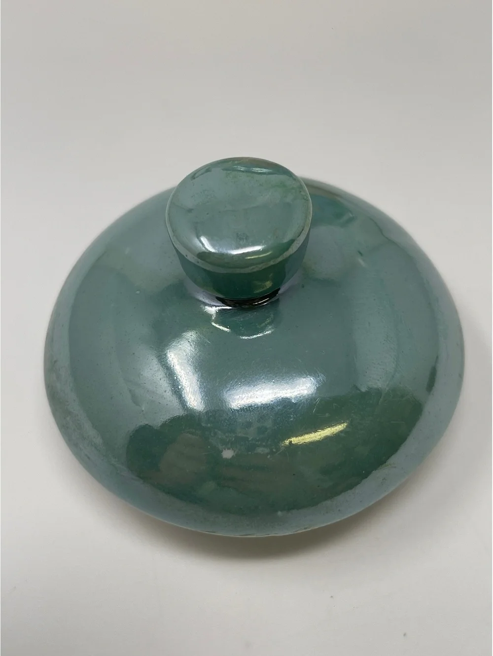 Vintage Lusterware Covered Sugar Bowl Hand Painted Floral Green Maple Ware Japan